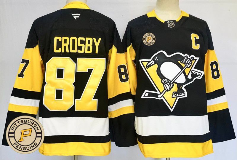 Men Pittsburgh Penguins #87 Crosby Black Fanatics 2025 NHL Jersey style 5